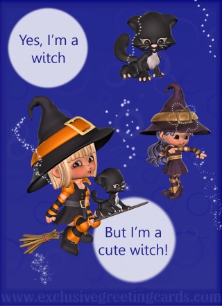 Bewitching Greeting Card - cute witch