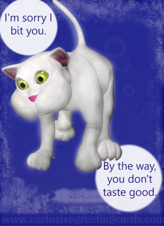 Cat Greeting Card - sorry i bit you